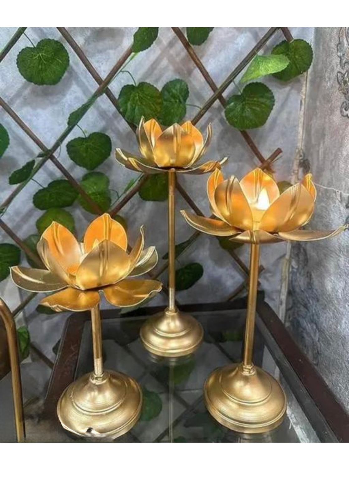 Golden Glow Lotus Tea Light Candle Holder