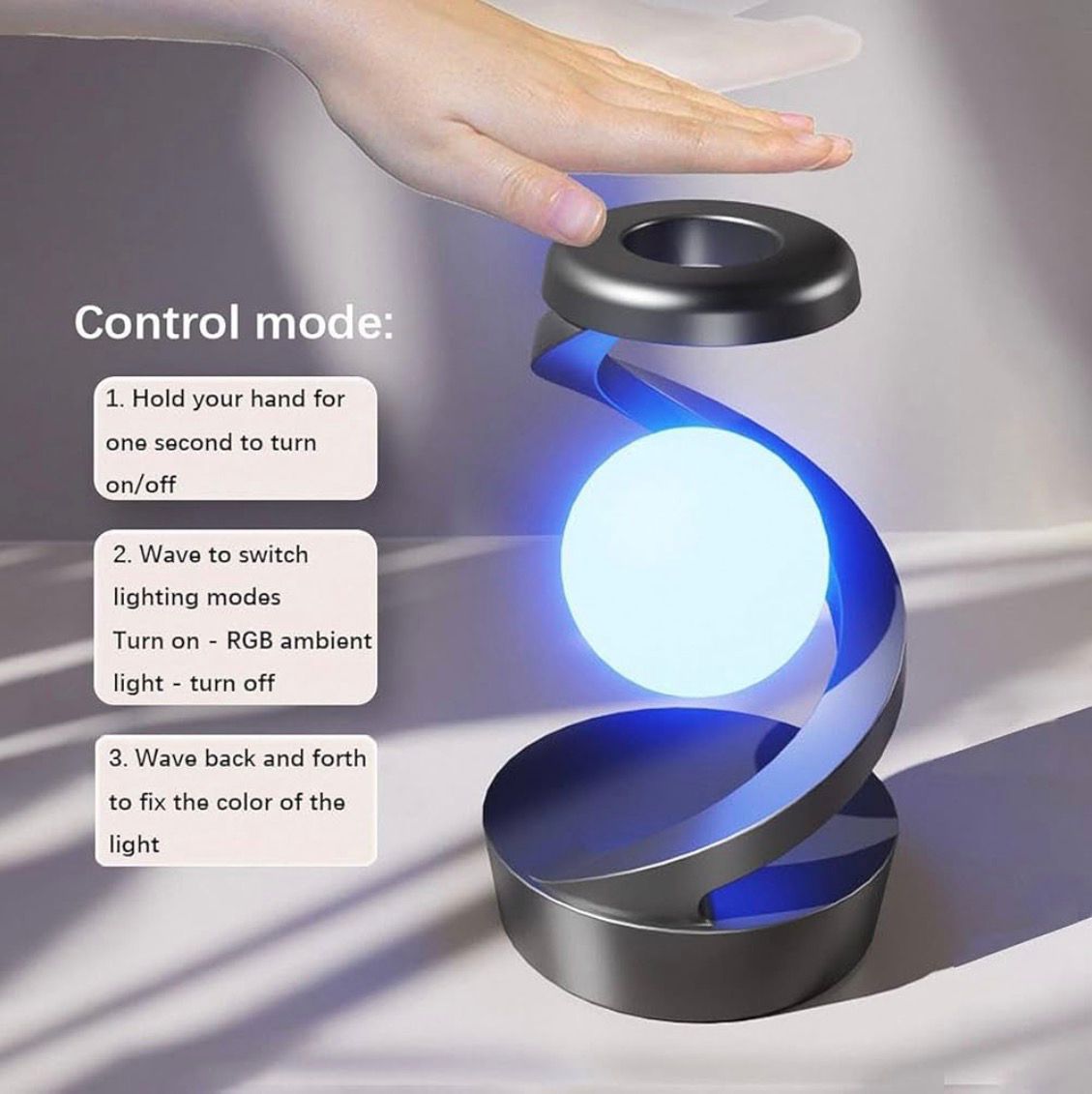 360° RGB Spiral Rotating Moon Glow | Rechargeable LED Night Light