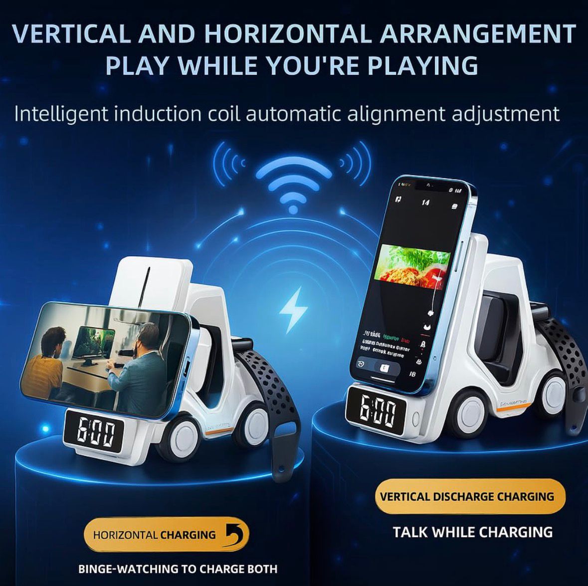 Wireless Charger for Phones, Watches, Earpods | 3 in 1 Charging Dock car shape