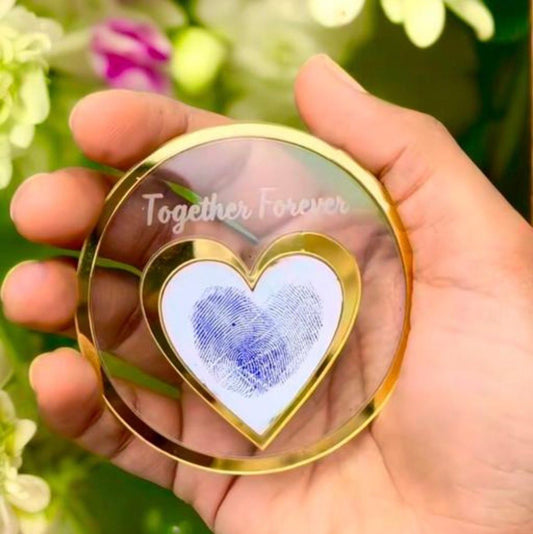 Elegant Thumbprint Frame with Golden Border - "Together Forever"