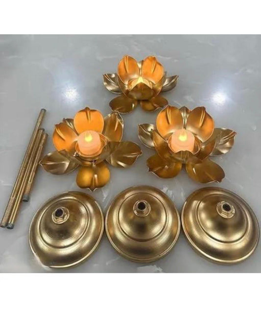 Golden Glow Lotus Tea Light Candle Holder