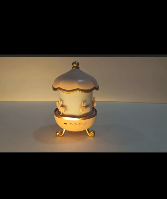 Bunny Rotating Cabin Projector Lamp – Starry Night Light Machine ✨
