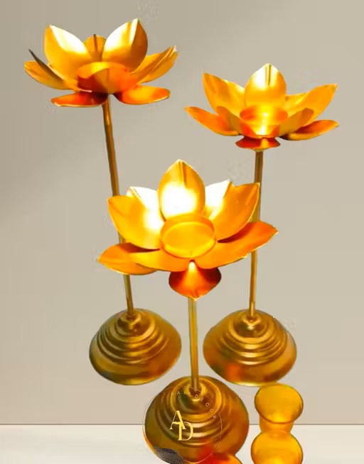 Golden Glow Lotus Tea Light Candle Holder