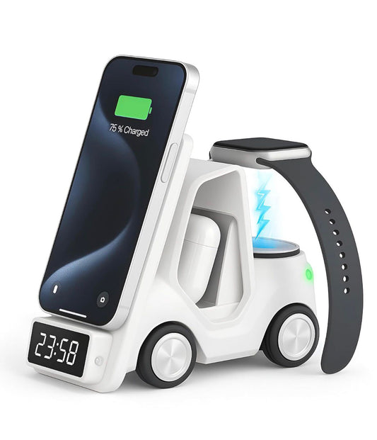 Wireless Charger for Phones, Watches, Earpods | 3 in 1 Charging Dock car shape